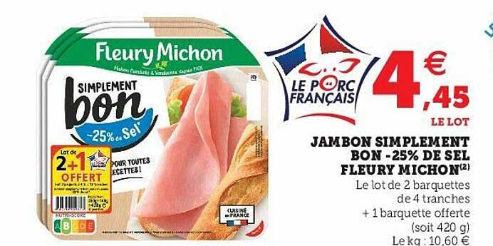 jambon simplement bon -% de sel fleury michon