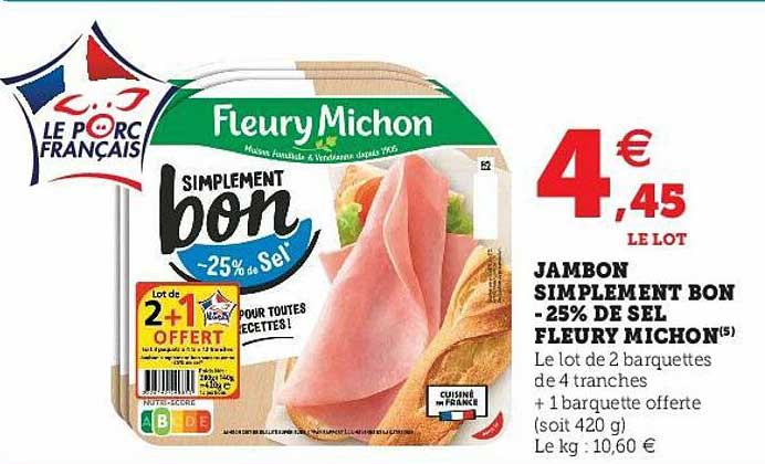 jambon simplement bon -25% de sel fleury michon