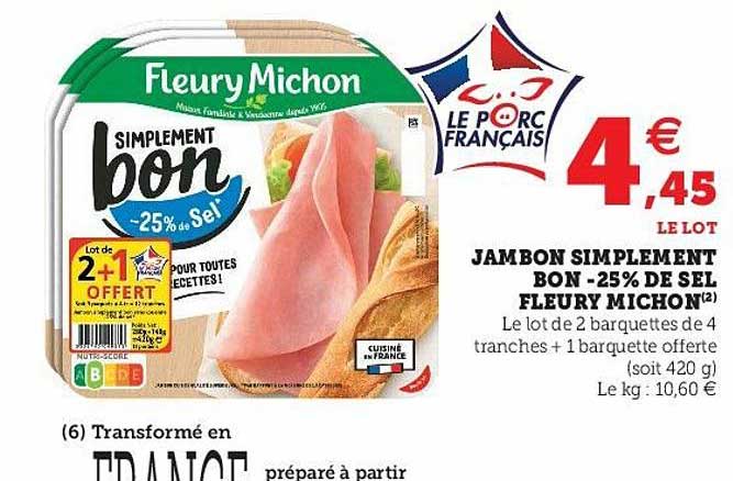 jambon simplement bon -25% de sel fleury michon
