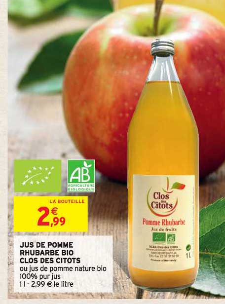 jus de pomme rhubarbe bio clos des citots