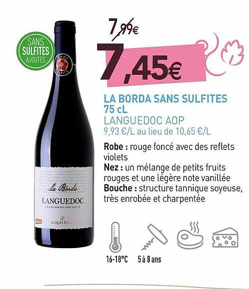 la borda sans sulfites 75 cl languedoc aop