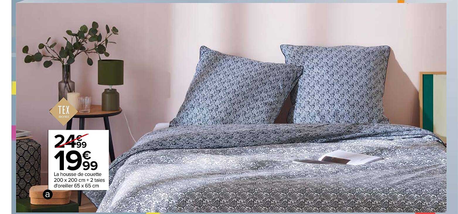 la housse de couette 500 x 200 cm + 2 taies d'oreiller 65 x 65 cm tex home