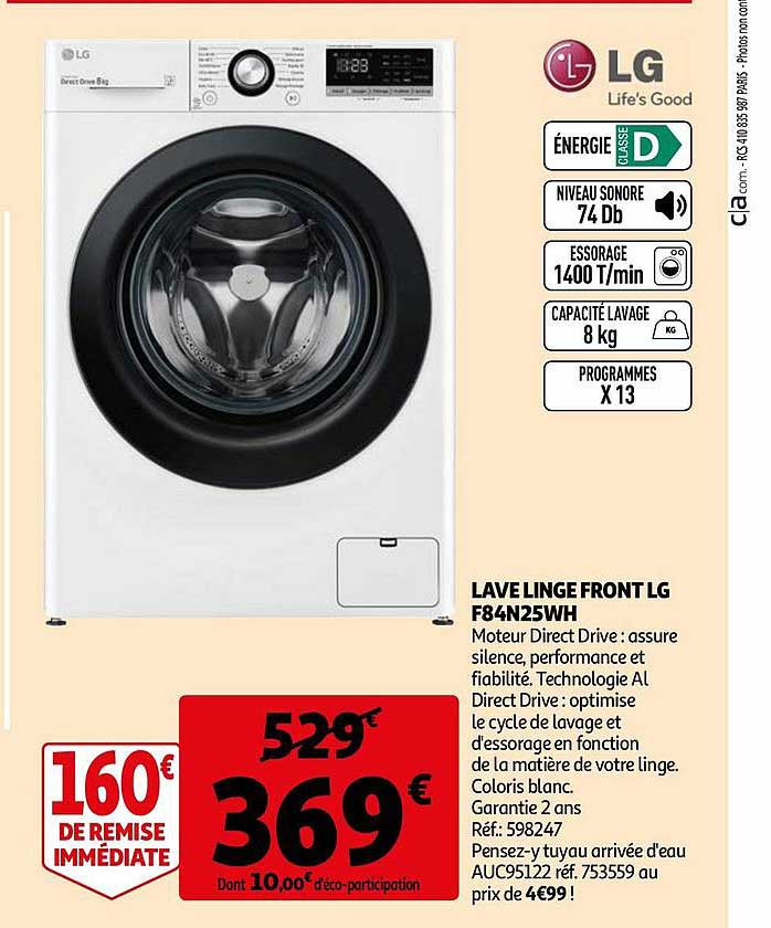 lave linge front lg f84n25wh