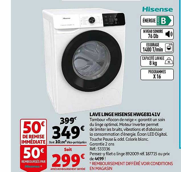 lave linge hisense hwge8141v