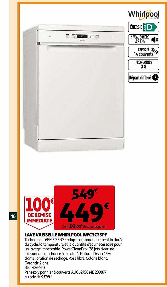 lave vaisselle whirlpool wfc3c33pf