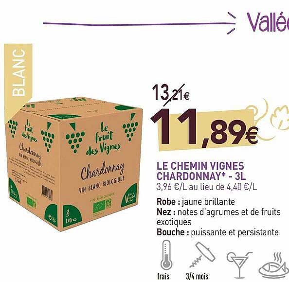 le chemin vignes chardonnay - 3l
