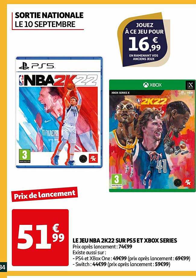 le jeu nba 2k22 sur ps5 et xbox series