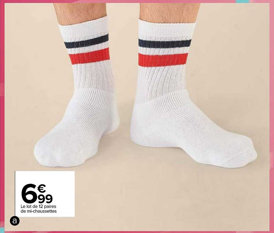 le lot de 12 paires de mi-chaussettes