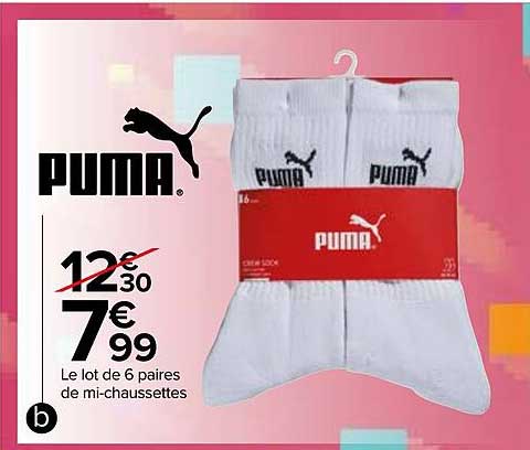 le lot de 6 paires de mi-chaussettes puma