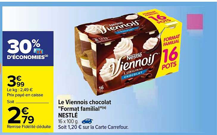le viennois chocolat "format familial" nestlé
