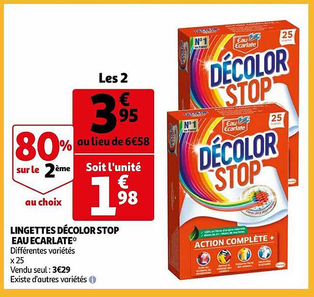 lingettes décolor stop eau écarlate