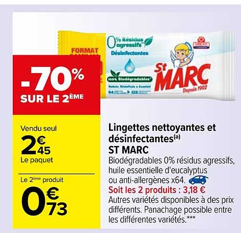 lingettes nettoyantes et désinfectantes st marc