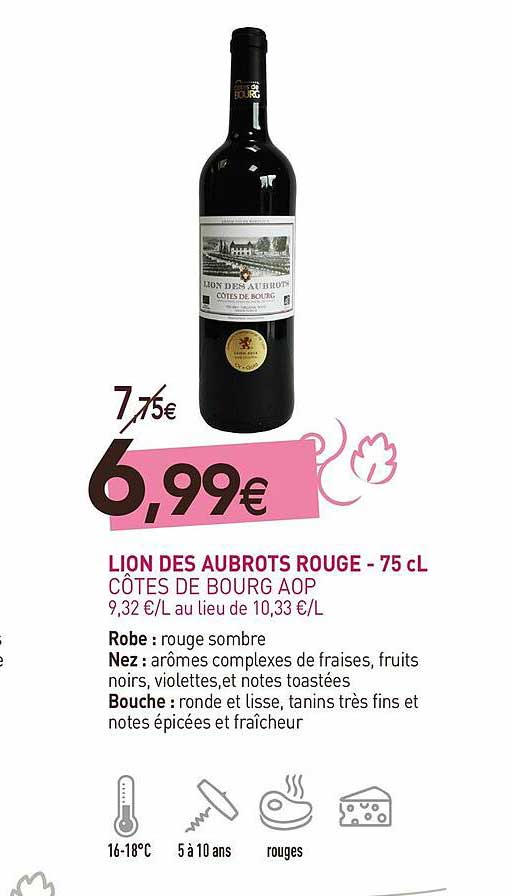 lion des aubrots rouge - 75 cl côtes de bourg aop