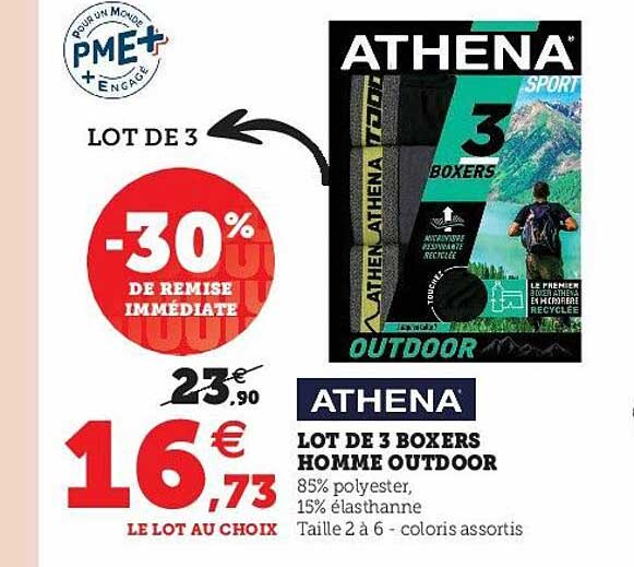 Lot De 3 Boxers Homme Outdoor Athena