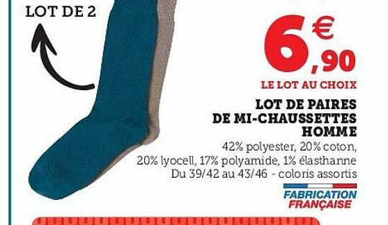 lot de paires de mi-chaussettes homme