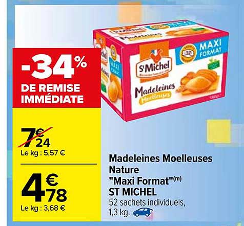 madeleines moelleuses nature "maxi format" st michel