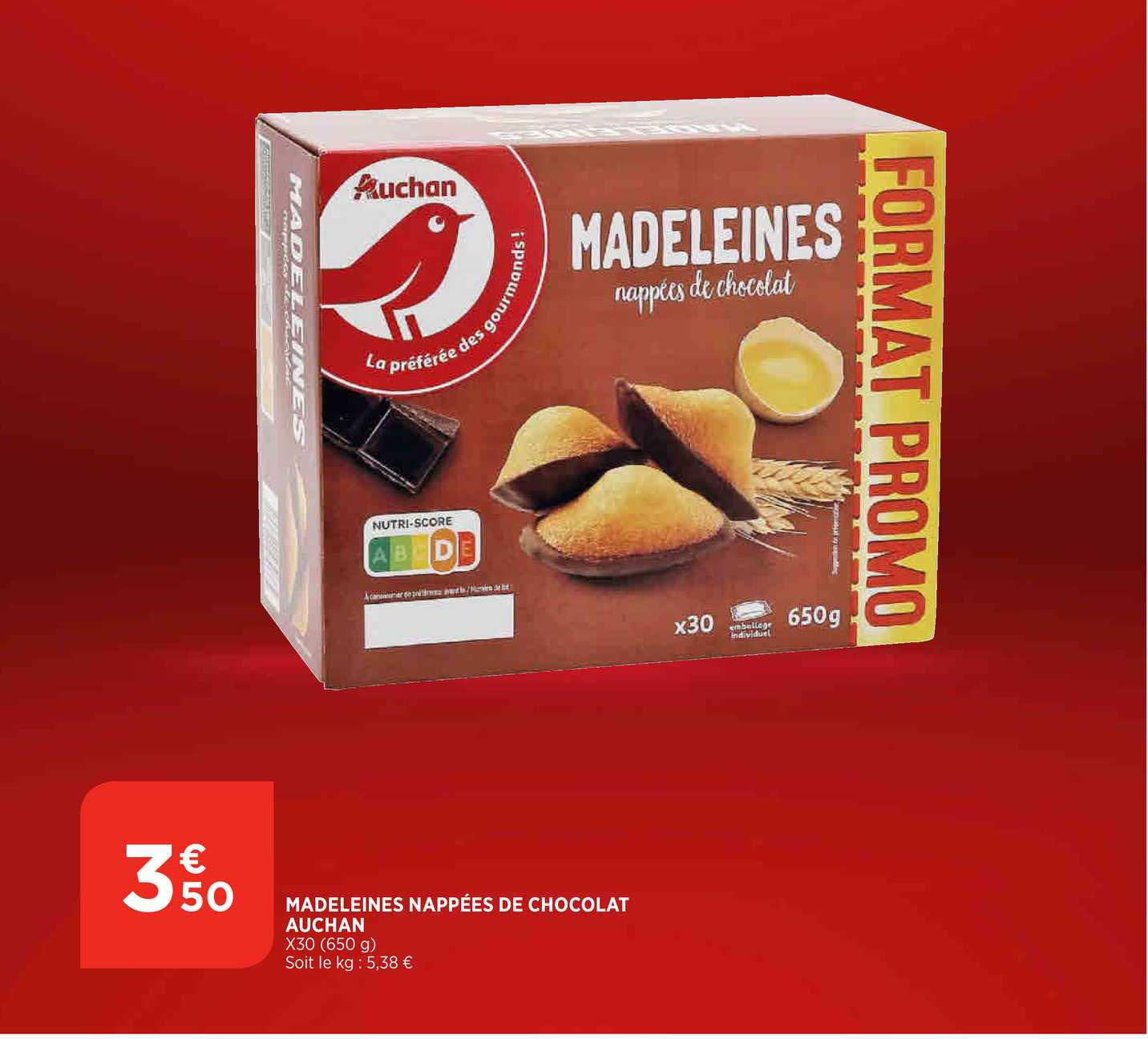 madeleines nappées de chocolat auchan