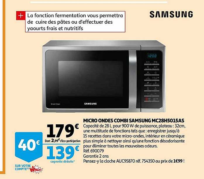 micro ondes combi samsung mc28h5015as