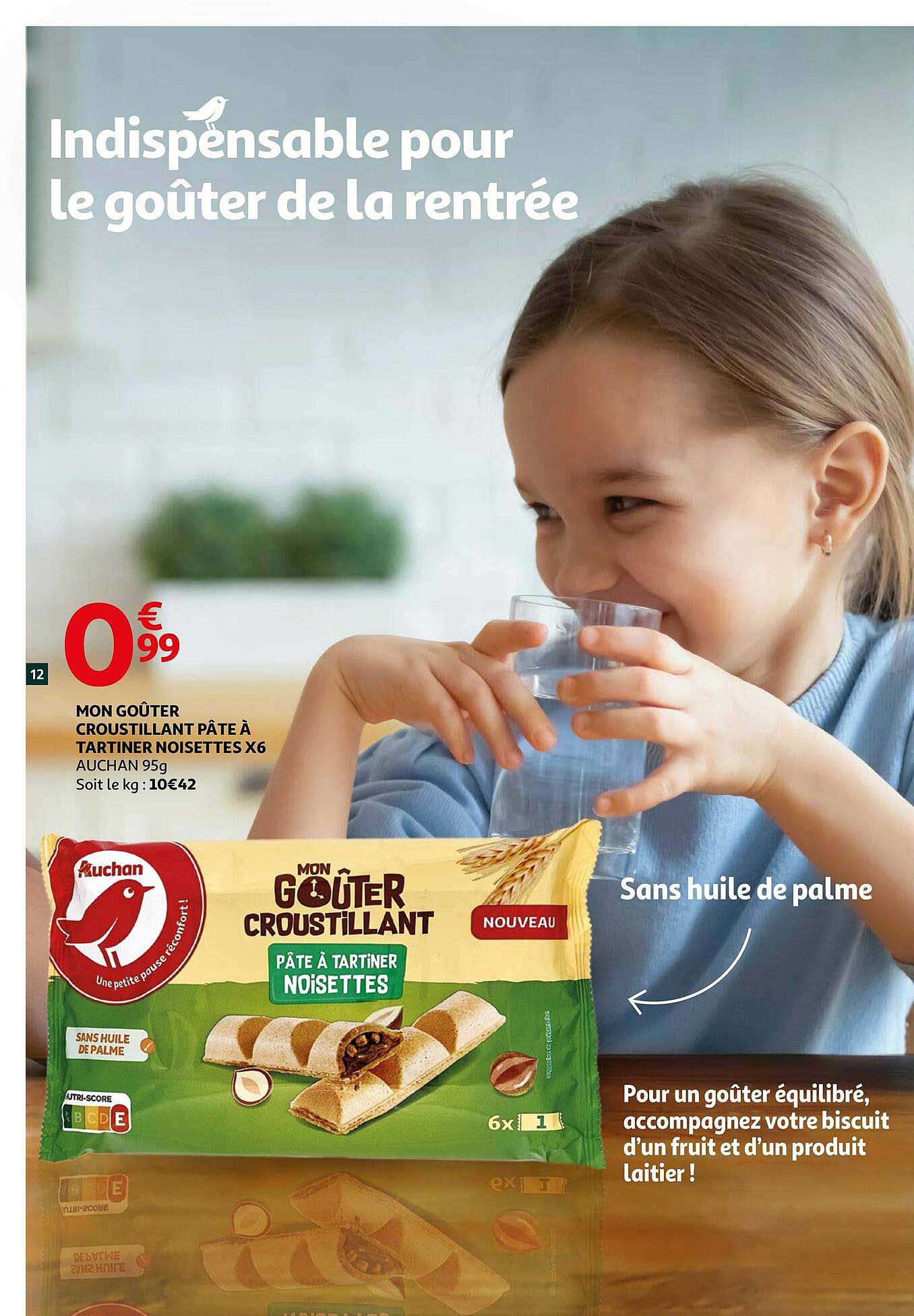 mon goûter croustillant pâte à tartiner noisettes x6 auchan