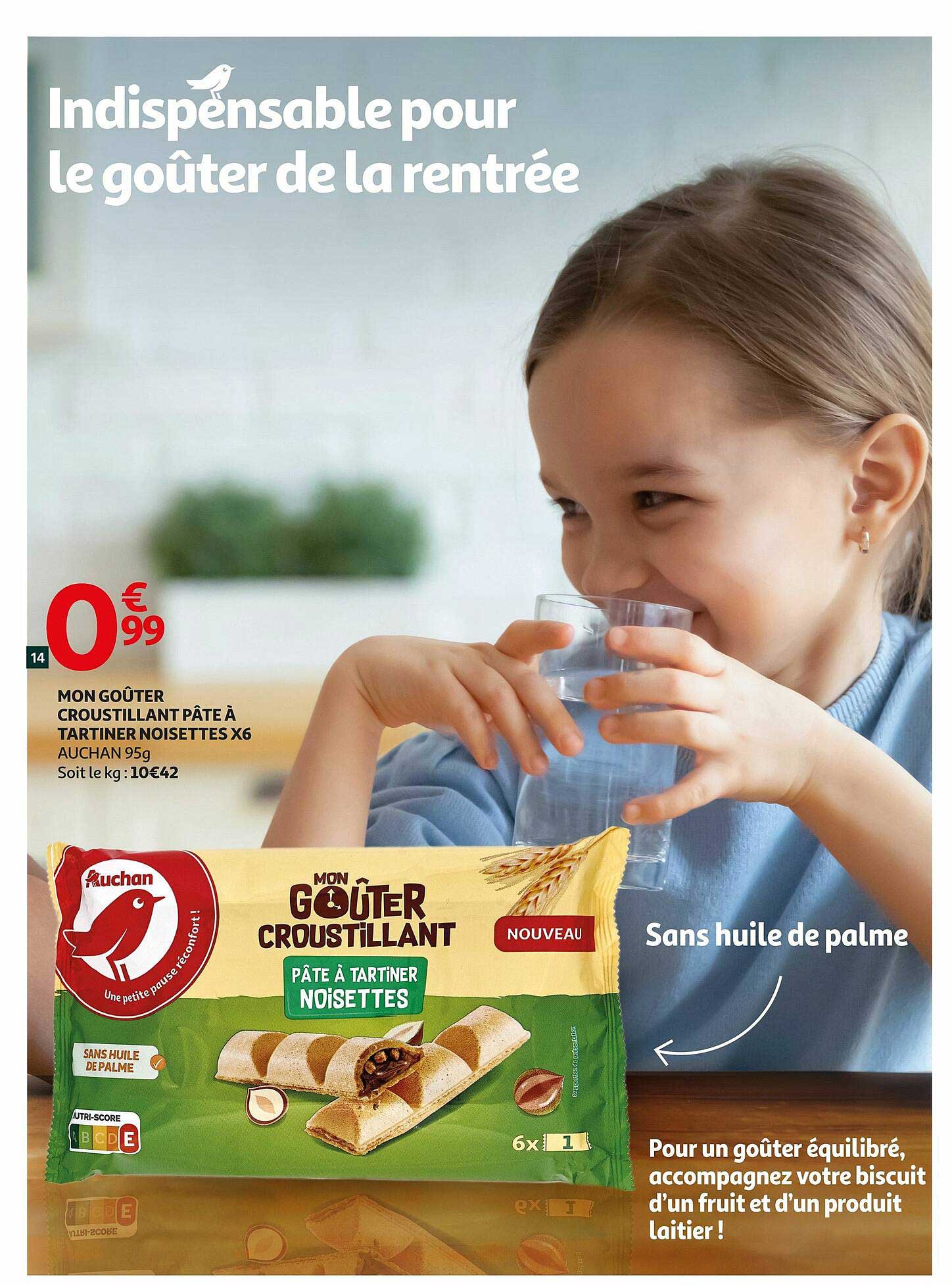 mon goûter croustillant pâte à tartiner noisettes x6 auchan