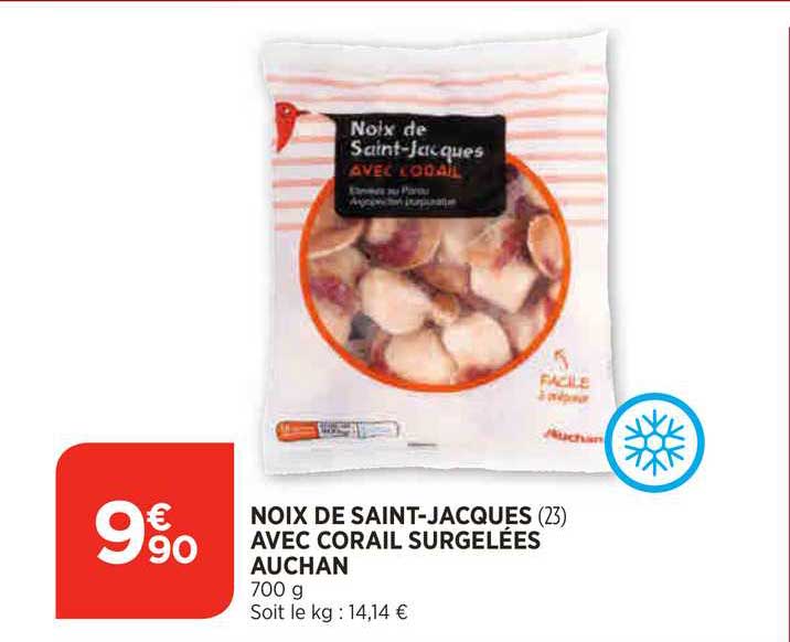 noix de saint-jacques avec corail surgelées auchan
