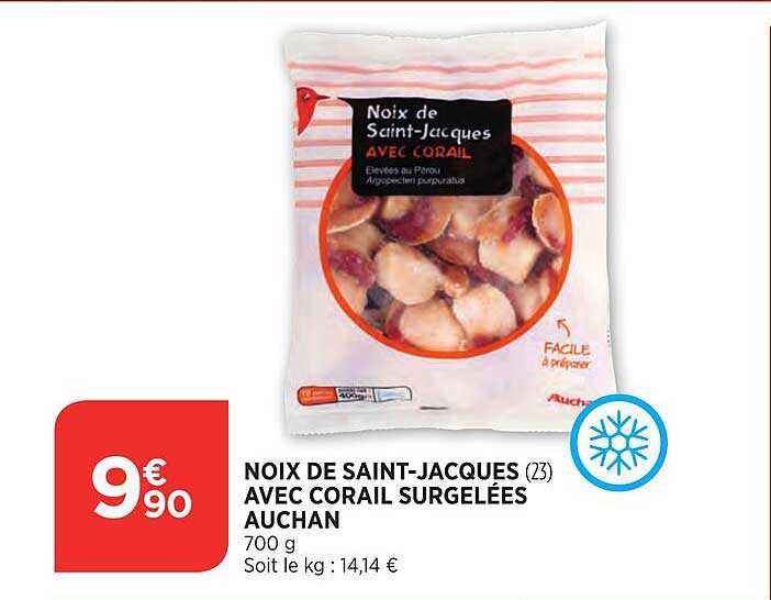noix de saint-jacques avec corail surgelées auchan