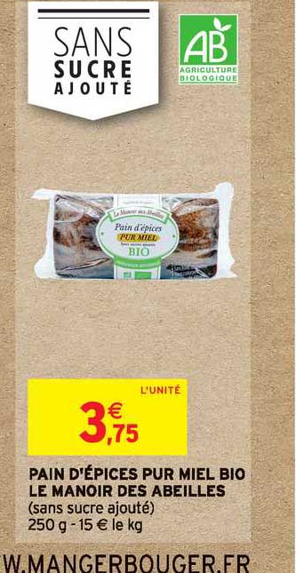 pain d'épices pur miel bio le manoir des abeilles