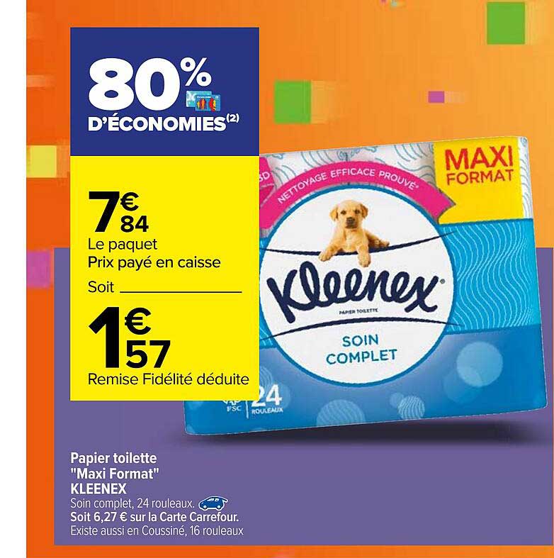 papier toilette "maxi format" kleenex
