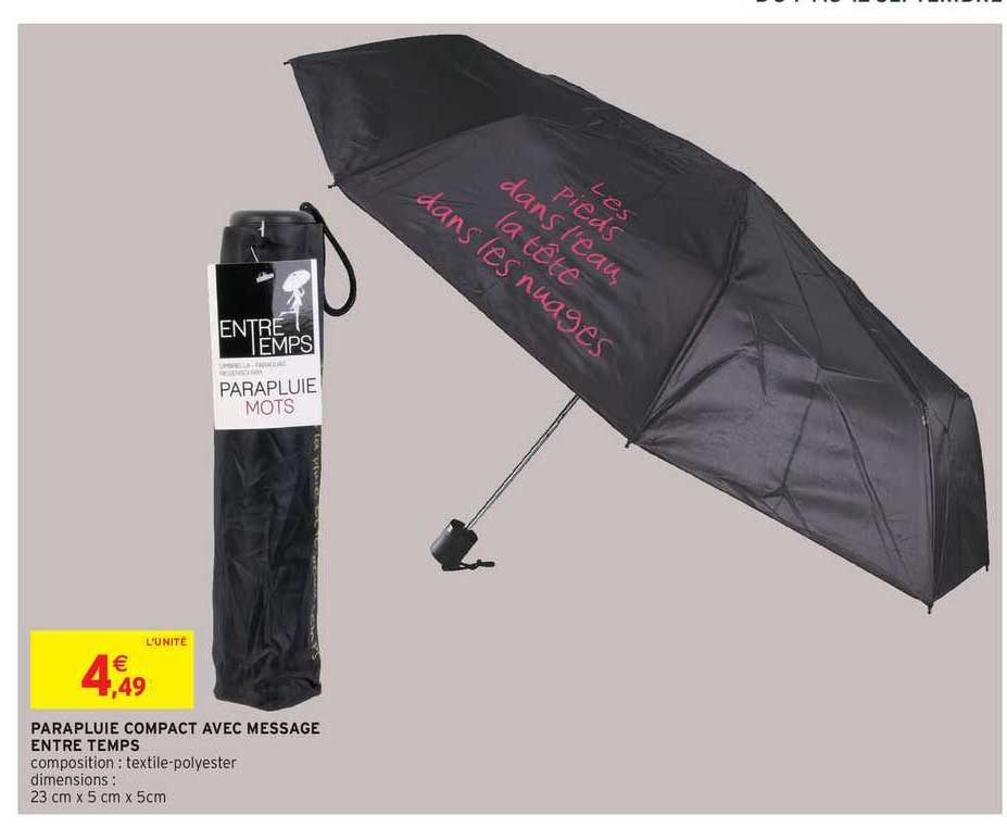 parapluie compact avec message entre temps