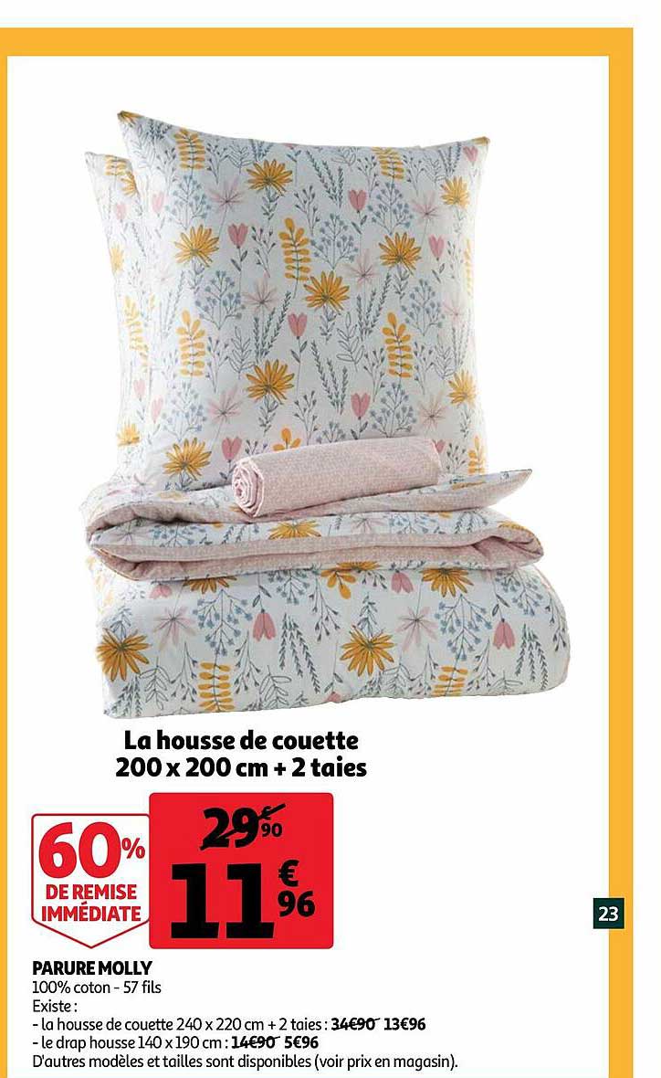 parure molly : la housse de couette 200 x 200 cm + 2 taies