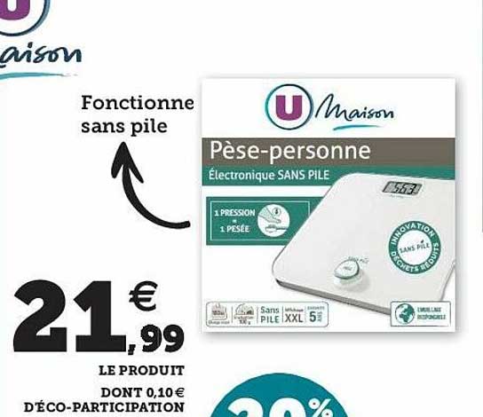 Pèse-personne électronique Sans Pile U Maison