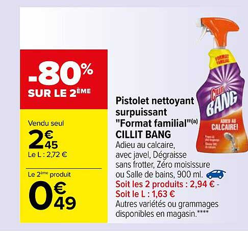 pistolet nettoyant surpuissant "format familial" cillit bang