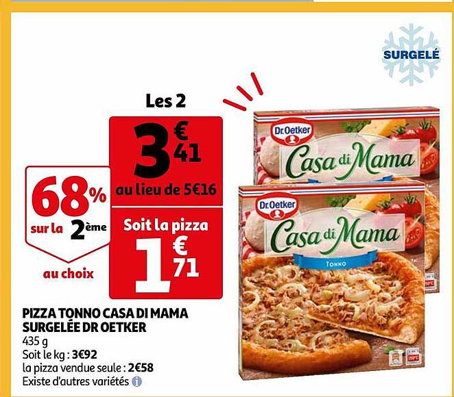 pizza tonno casa di mama surgelée dr oetker