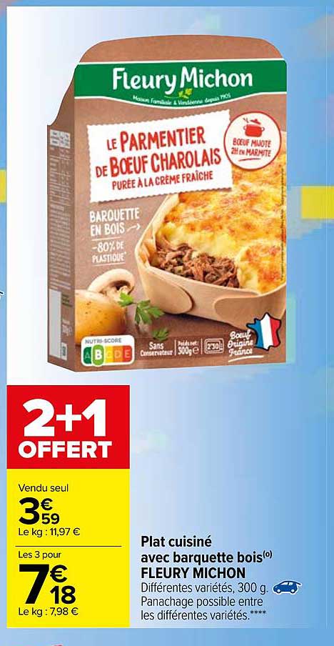 plat cuisiné avec barquette boi fleury michon