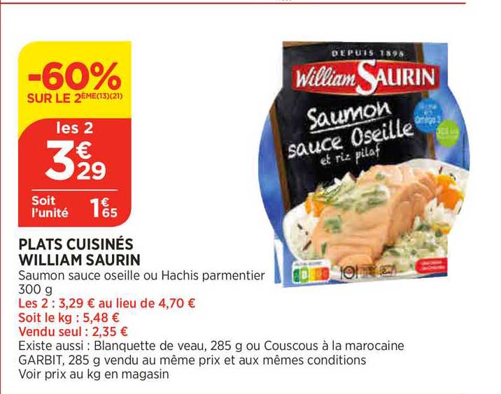 plats cuisinés william saurin