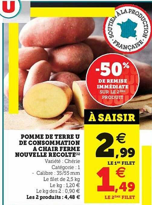 pomme de terre u de consommation à chair ferme nouvelle recolte