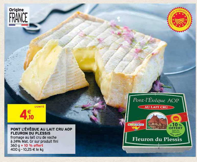 pont l'évêque au lait cru aop fleuron du plessis