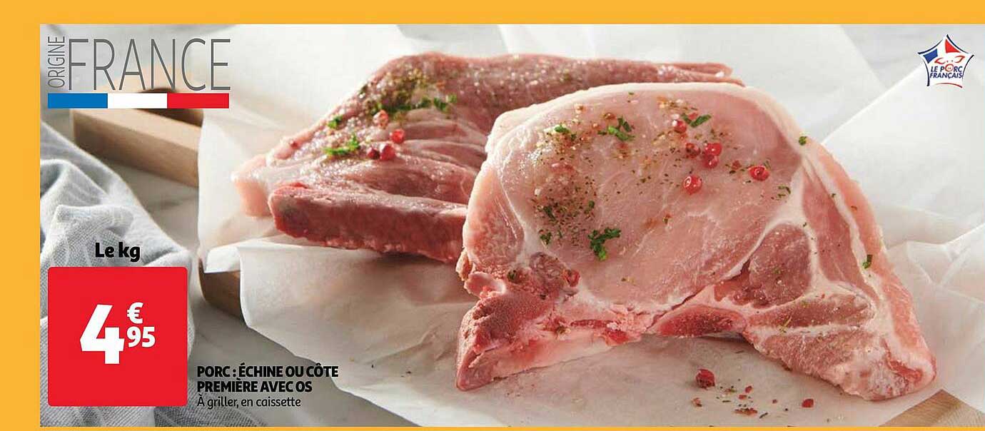 Porc : échine Ou Côte Première Avec Os