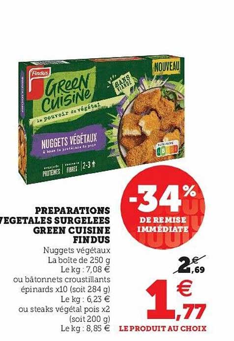 préparations végétales surgelées green cuisine findus
