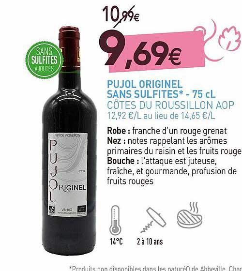 pujol originel sans sulfites - 75 cl côtes du roussillon aop