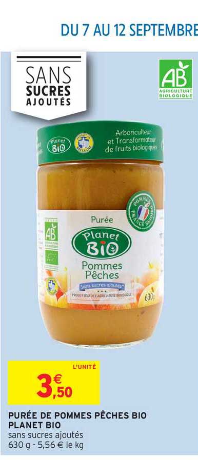 purée de pommes pêches bio planet bio