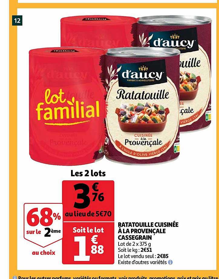 Ratatouille Cuisinée à La Provençale Cassegrain