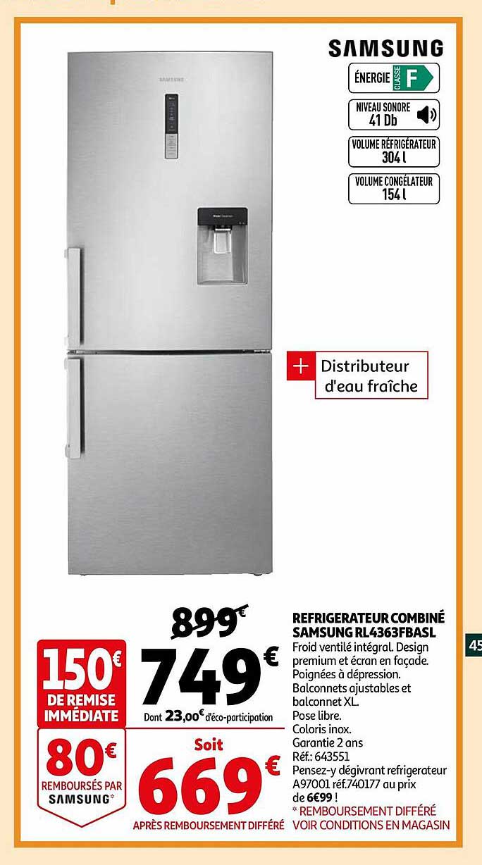 Réfrigérateur Combiné Samsung Rl4363fbasl