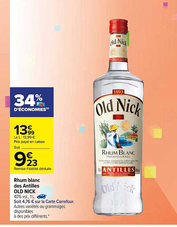 rhum blanc des antilles old nick