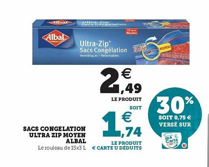 Sacs Congélation Ultra Zip Moyen Albal