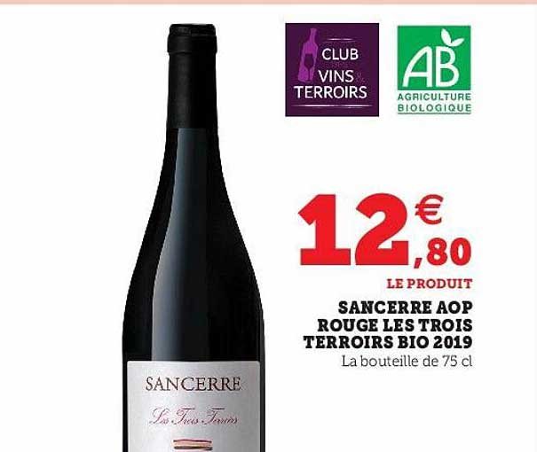 sancerre aop rouge les trois terroirs bio 2019