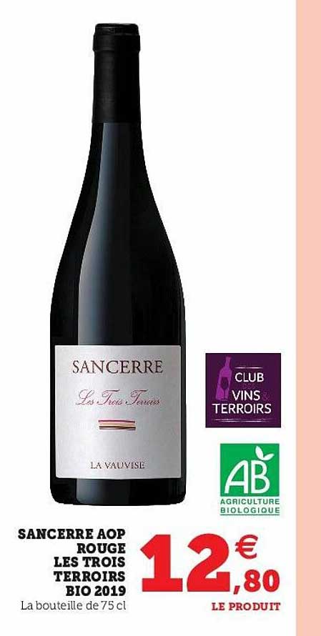 sancerre aop rouge les trois terroirs bio 2019