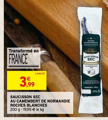 saucisson sec au camembert de normandie roches blanches