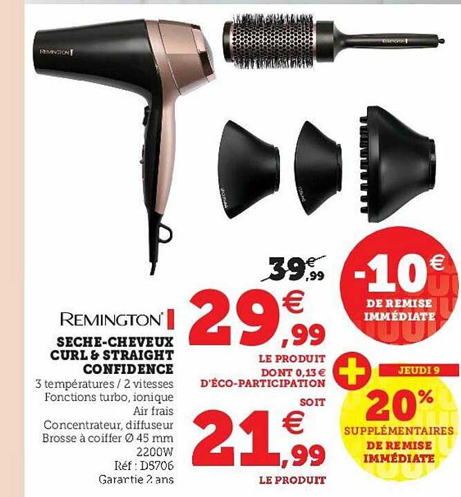 sèche-cheveux curl & straight confidence remington