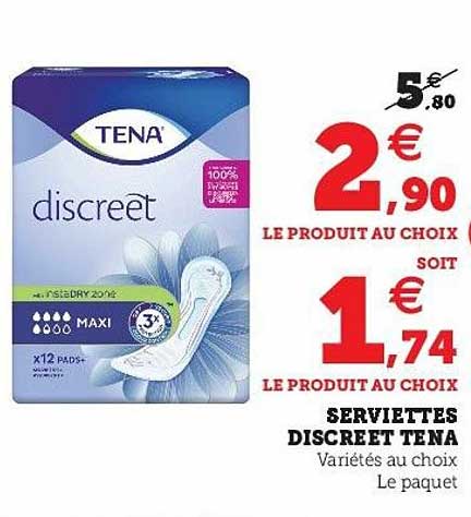 Serviettes Discreet Tena